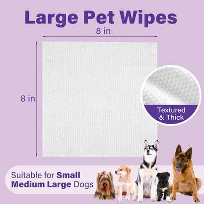 Prime Pets 400pcs Dog Wipes for Paws and Butt, Large Pet Wipes for Dogs, Dog Wipes Cleaning Deodorizing, Hypoallergenic, Puppy Wipes for Grooming Face Fur Body, Lavender Scented