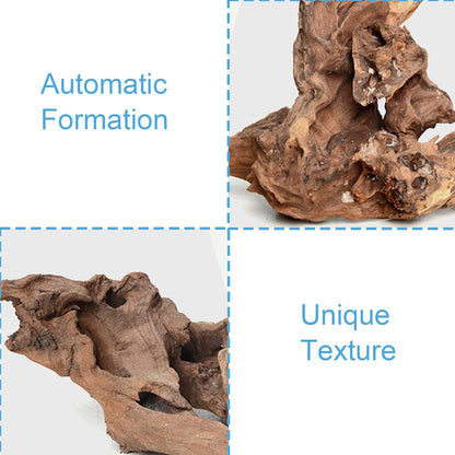 Natural Aquarium Decoration Driftwood Tree Trunk with Rockery View, Unique Dead Wood Root Hideouts for Fish & Reptiles, Landscape Enhancer (Random Shape, 10-15cm Length)