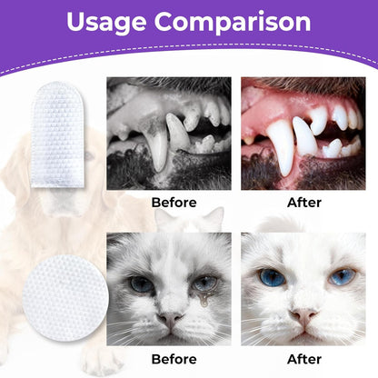 MeCids Pet Cleaning Wipe and Dogs Teeth Cleaning Finger Wipes Set 180PCS, Gentle Pet Wipes for Dogs & Cats Eyes, Ear, Paws, Butt, Face