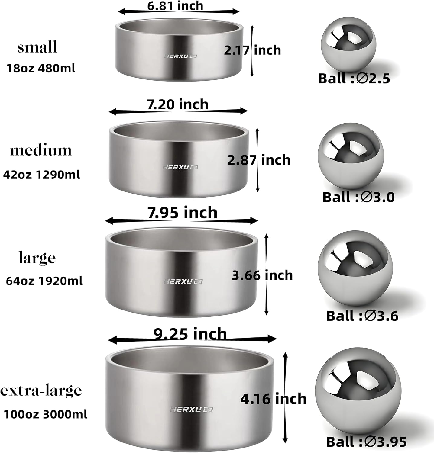 Stainless Steel Dog Slow Feeder Set – 2-in-1 Pet Bowl 64oz & Slow Feeder Ball 3.6in – Spherical Design Slows Eating & Use Separately or Together (Large)