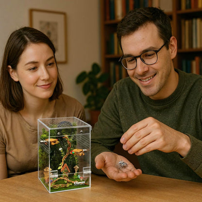 Jumping Spider Enclosure Kit,Escape Proof Reptile Tank,Transparent Acrylic Bug Habitat,Praying Mantis Terrariums,Arboreal Tarantula Cribs Cage,Insect Starter Container,Critter Keeper Large