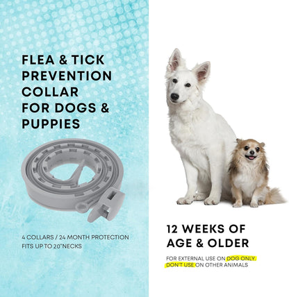 Flea and Tick Prevention Collars for Dogs: Effective Pet Flea Tick Treatment for Dog Collar - Adjustable Natural Flea Tick Collars for Extra Large, Medium, Small Dogs, Fleas Ticks Control for Puppies