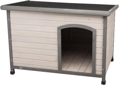 Trixie Natura Classic Dog House - Wooden Outdoor Shelter with Weatherproof Sealer, Hinged Roof & Adjustable Legs for Small Dogs - Gray - 23.75 x 33.5 x 23 in