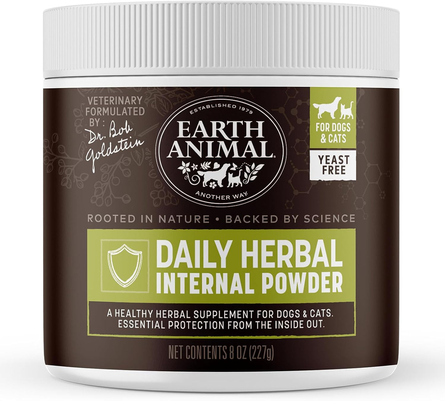 Earth Animal Apothecary Natural Flea & Tick - Daily Internal Herbal Powder Supplement for Dogs & Cats - 8 oz
