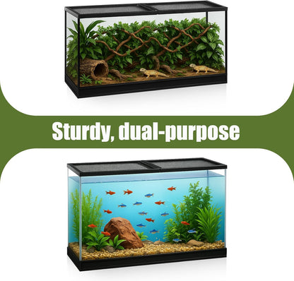 Landhoow 55 Gallon Screen Cover for Hinged Door Pet Reptile Terrarium Screen Cover Large Reptile Terrarium Fish Tank Lid with Center Hinge