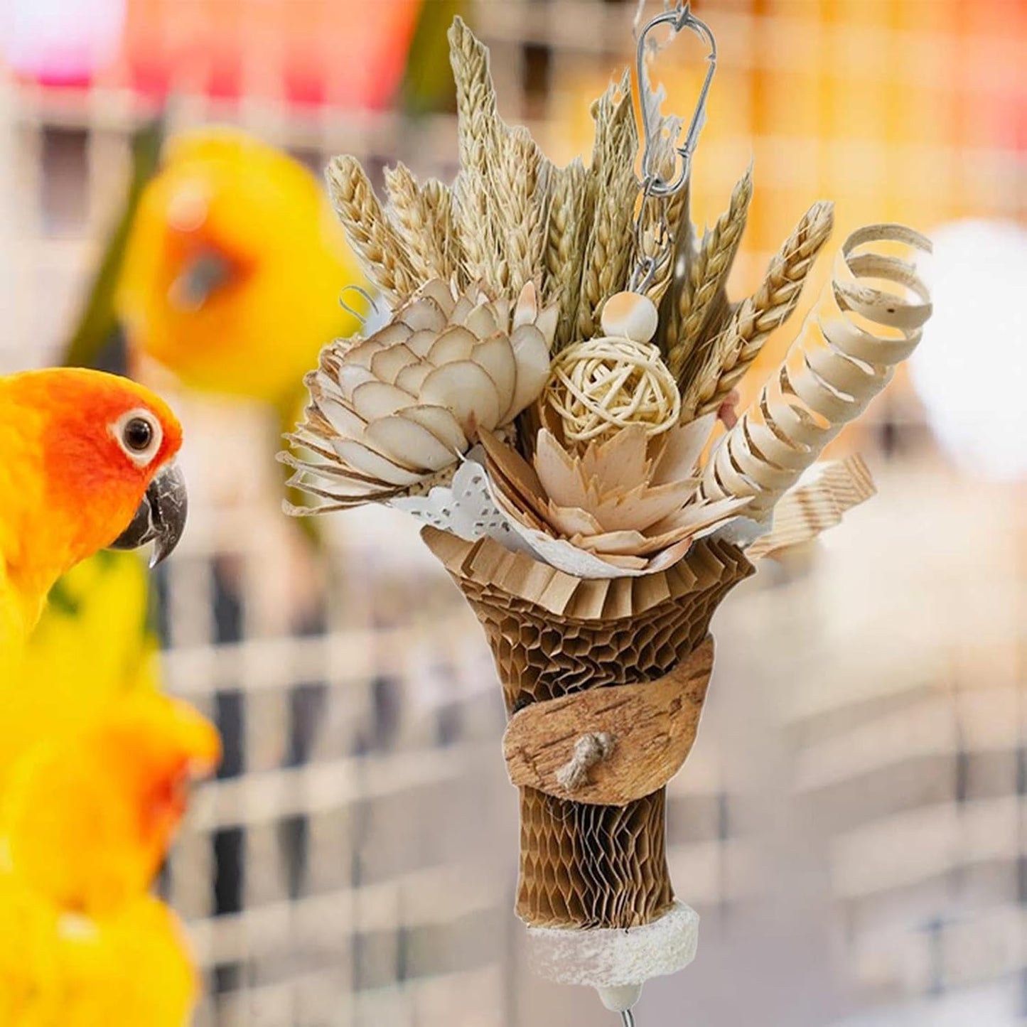 Parakeet Chew Toys, Parrot Bird Toys,Bird Chew Toys with Wheat Ears Bouquet Design | Funny Chew Toy