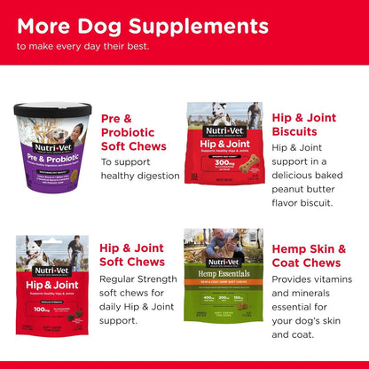 Nutri-Vet Hip & Joint Regular Strength Chewable Dog Supplements, Joint Supplement for Dogs, Chewable Supplement, Formulated with Glucosamine Chondroitin, Pet Supplies, Puppy Essentials, 180 Count