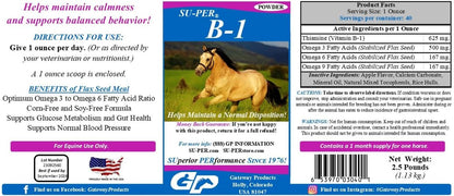 SU-PER B-1 Horse Calming Supplement - Equine Vitamin B-1 Support Horse Calmer Powder - Appetite Booster Supplement for Horses - 2.5 Pounds, (2 Pack)