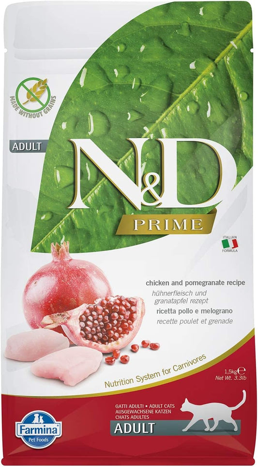 Farmina Natural And Delicious Chicken And Pomegranate Grain-Free Formula Dry Cat Food, 3.3 Pound Bag