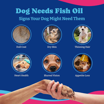 Fish Oil Chews for Dogs & Cats, Omega 3 Fish Oil for Dogs - Rich in Omega 3, 6, and 9 with Flaxseed Oil, EPA & DHA - 180 Soft Chews, Duck & Pear Flavor - Anti-Inflammation, Skin & Coat Health