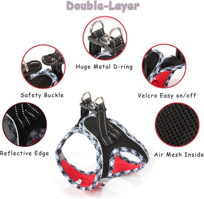 Hipubby Dog Harness Small Sized and Leash Set, No Pull Soft Mesh Puppy Vest, Reflective Breathable Lightweight Pet Harness, Harness for Small Medium Dogs and Cats, Pink XS