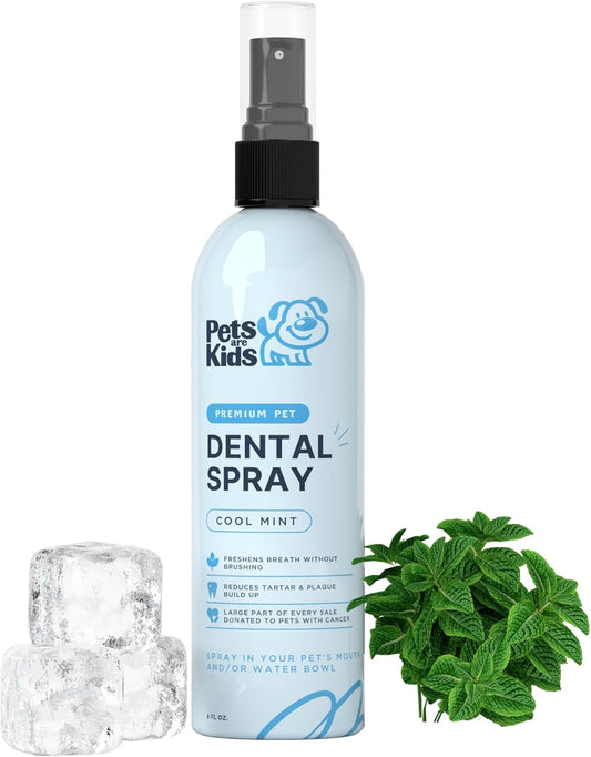 Pets are Kids Dog Dental Spray - 8oz Premium Dog Breath Spray & Dental Care - Natural Breath Freshener, Fights Tartar, Plaque & Gum Disease, Mouthwash for Dogs & Cats - Mint Formula Water Additive