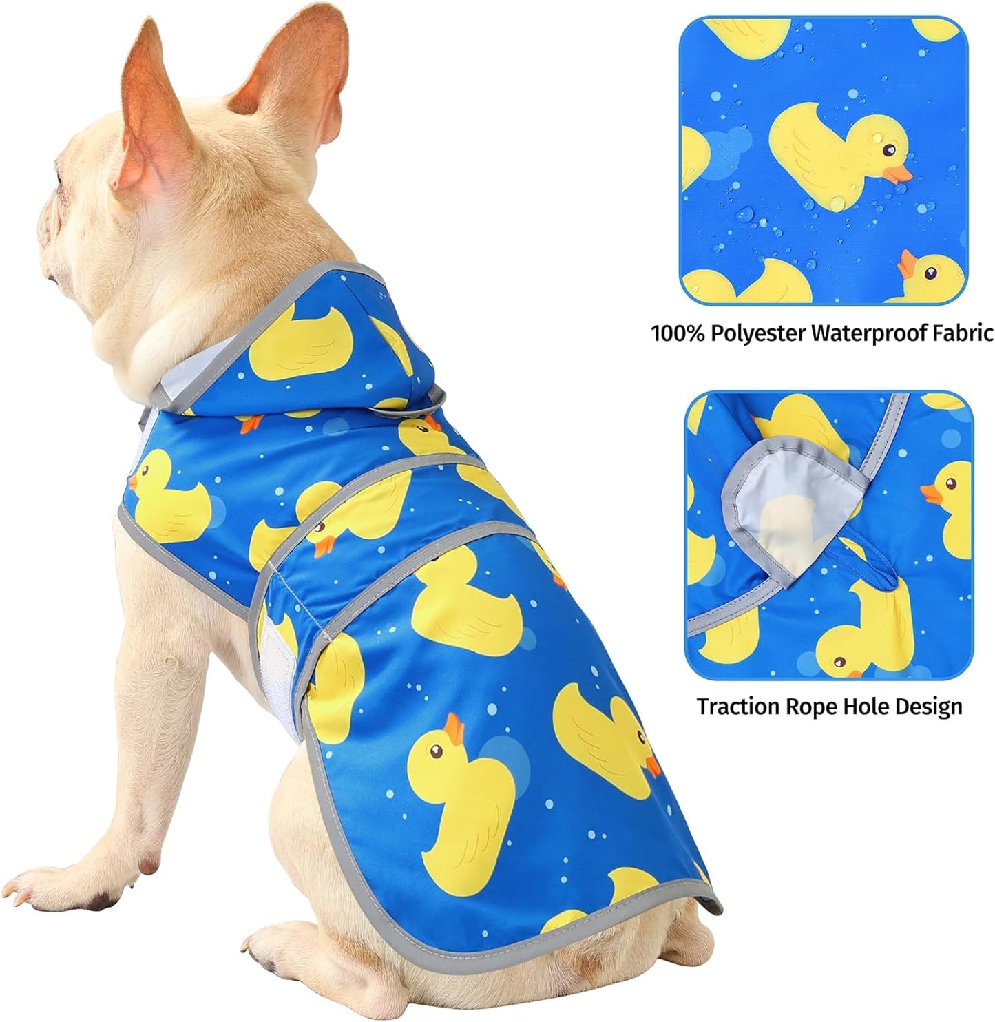 Dog Raincoat Hooded,Waterproof Rain Coat for Dogs with Adjustable Belly Strap,Reflective Strips, Lightweight Slicker Poncho Rain Jacket for Small Medium Large Dogs