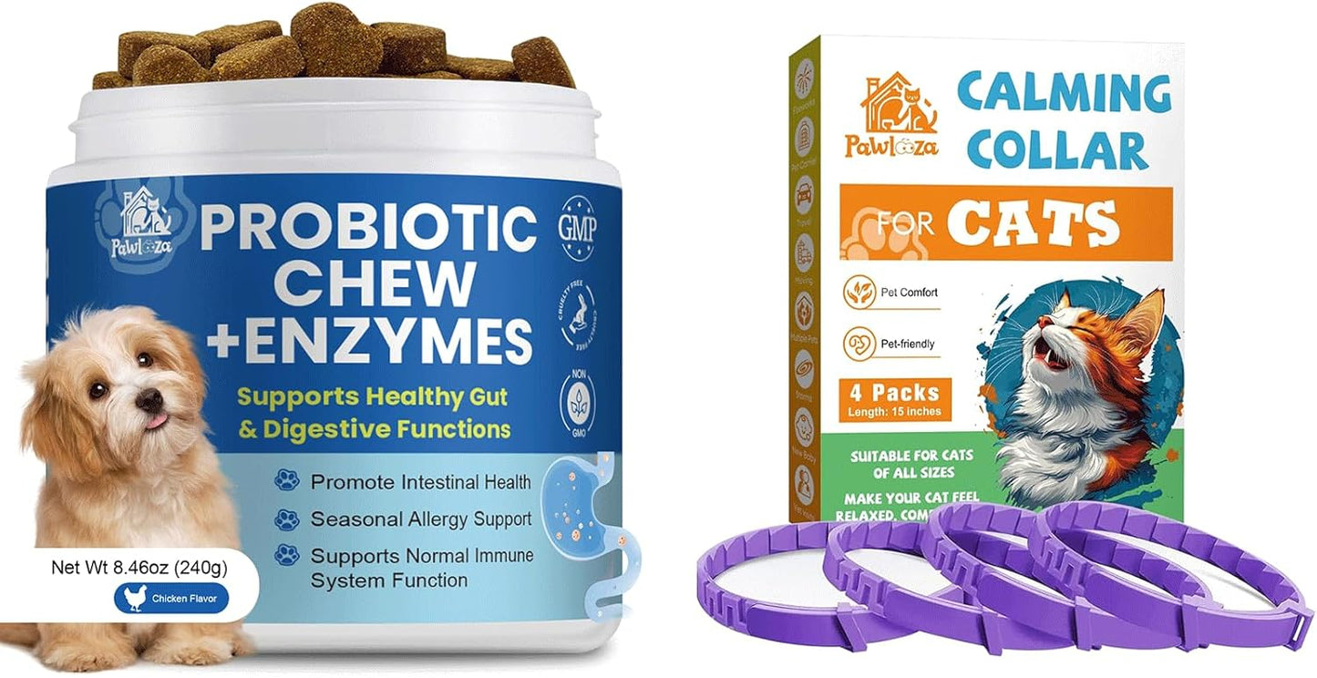 Probiotics for Dogs, Improve Itchy Skin Itchy Ears + Calming Collar for Cats