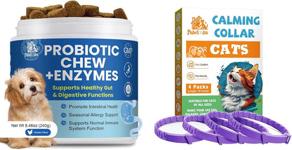 Probiotics for Dogs, Improve Itchy Skin Itchy Ears + Calming Collar for Cats