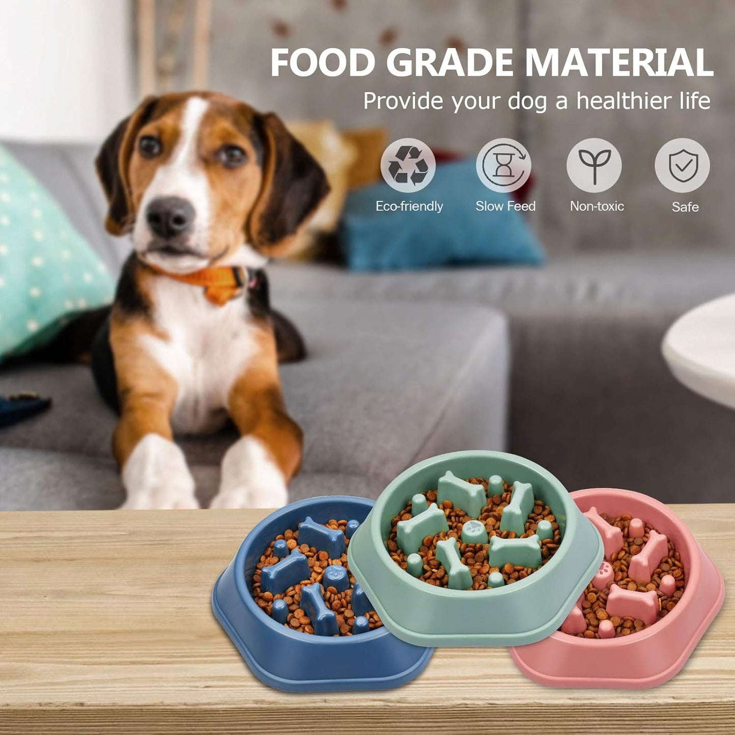 UPSKY Slow Feeder Dog Bowl Anti-Chocking Slower Feeding Pet Puzzle Bowls, Interactive Bloat Stop Dog Food Dishes Non-Slide Dogs Lick Treat for Small Medium