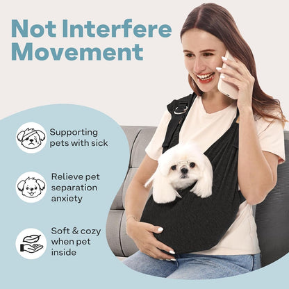 Supet Dog Carrier Sling for Small Dogs, Front Facing Cat Sling Carrier Chest, Hands Free Pet Sling Carrier, Adjustable Dog Front Carrier, Reducing Back Pain
