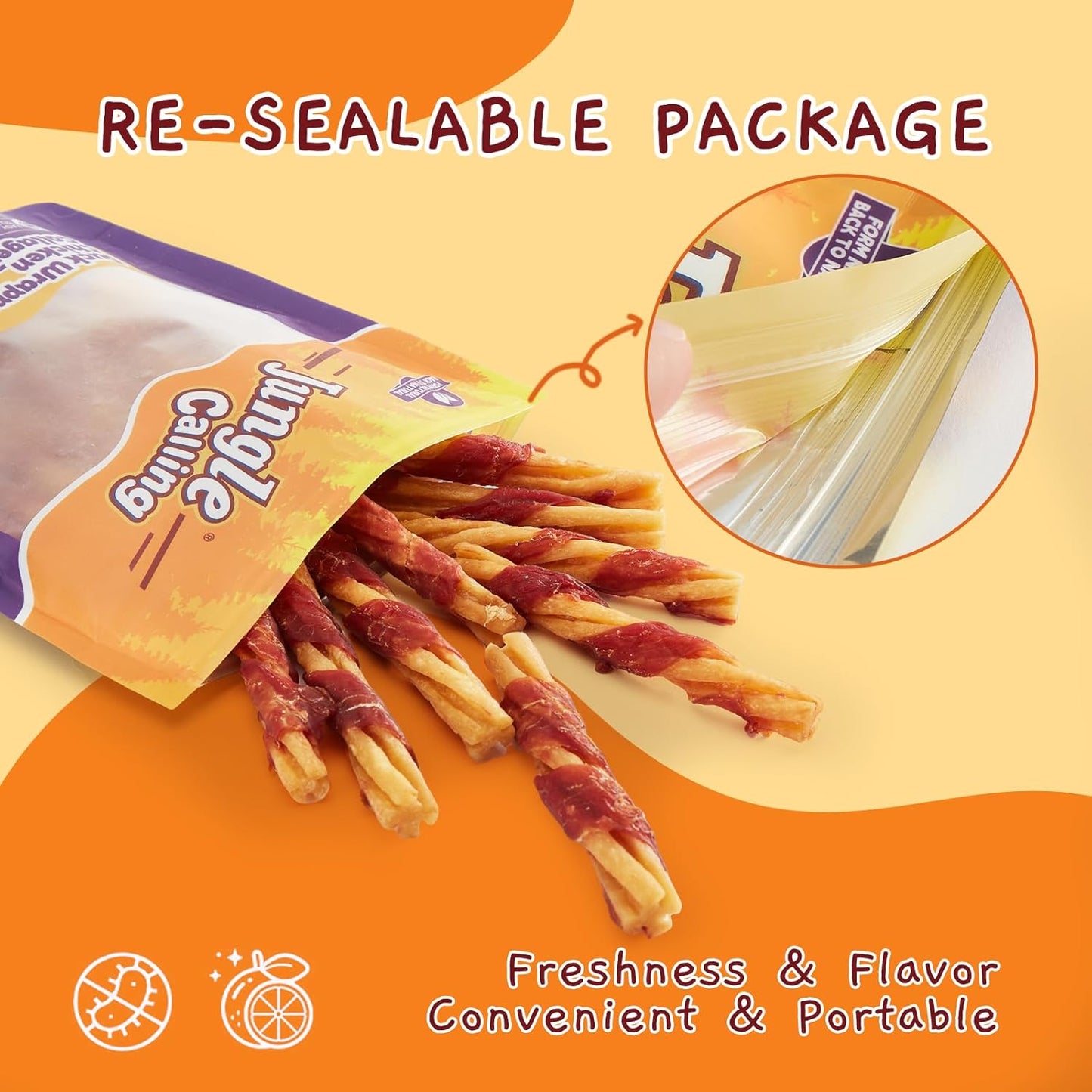 Jungle Calling Dog Treats, Duck Wrapped Chicken Collagen Sticks for Small Medium Dogs, Digestible Rawhide Alternative Dog Chews, Dental Bones for Teeth Cleaning, Like Bully Sticks, Less Smell, 14.1oz