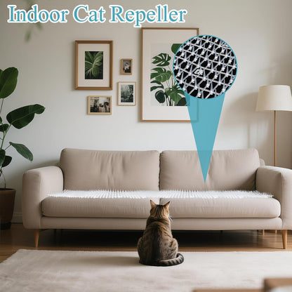 13FT Scat Mat for Cat, Cat Deterrent Mat with Spikes for Indoor & Outdoor Use Humane Cats Repellent Fence to Keep Animal and Dog Away from Furniture Plants Yard Garden