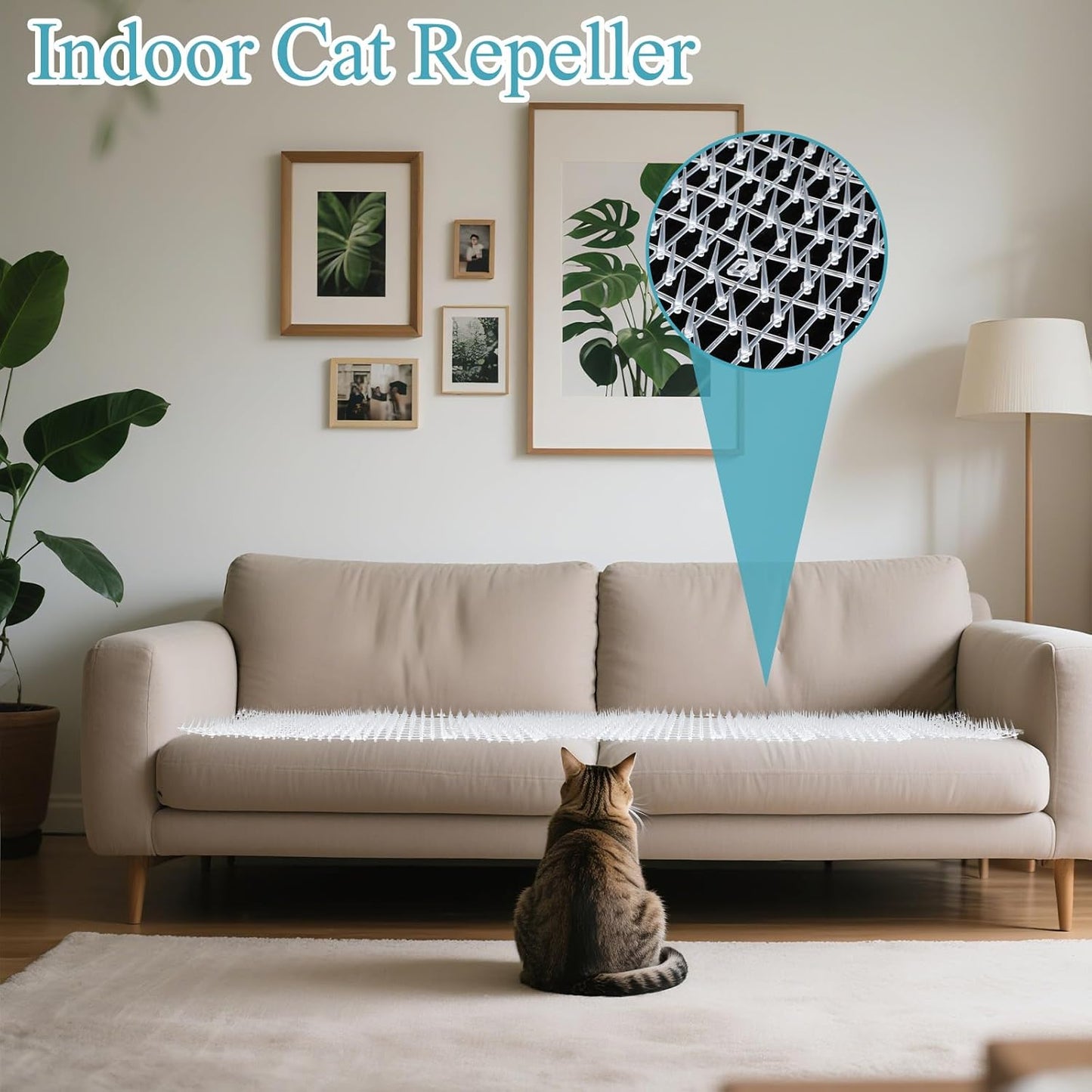 13FT Scat Mat for Cat, Cat Deterrent Mat with Spikes for Indoor & Outdoor Use Humane Cats Repellent Fence to Keep Animal and Dog Away from Furniture Plants Yard Garden
