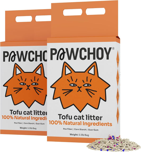 Tofu Cat Litter – Clumping, Flushable, Ultra Absorbent & Fast Drying | 100% Natural, Dust-Free, Low Tracking | Water-Soluble & Eco-Friendly (5.5 lbs x 2 Bag)