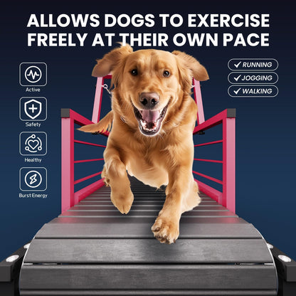 Dog Treadmill for Large Dogs,91" Treadmill for Dogs with Brake,Adjustable Dog Treadmill Slatmill for Dog s Easy to Move Pet Treadmill for Indoor & Outdoor,Training for Dog s, Up to 350LBS
