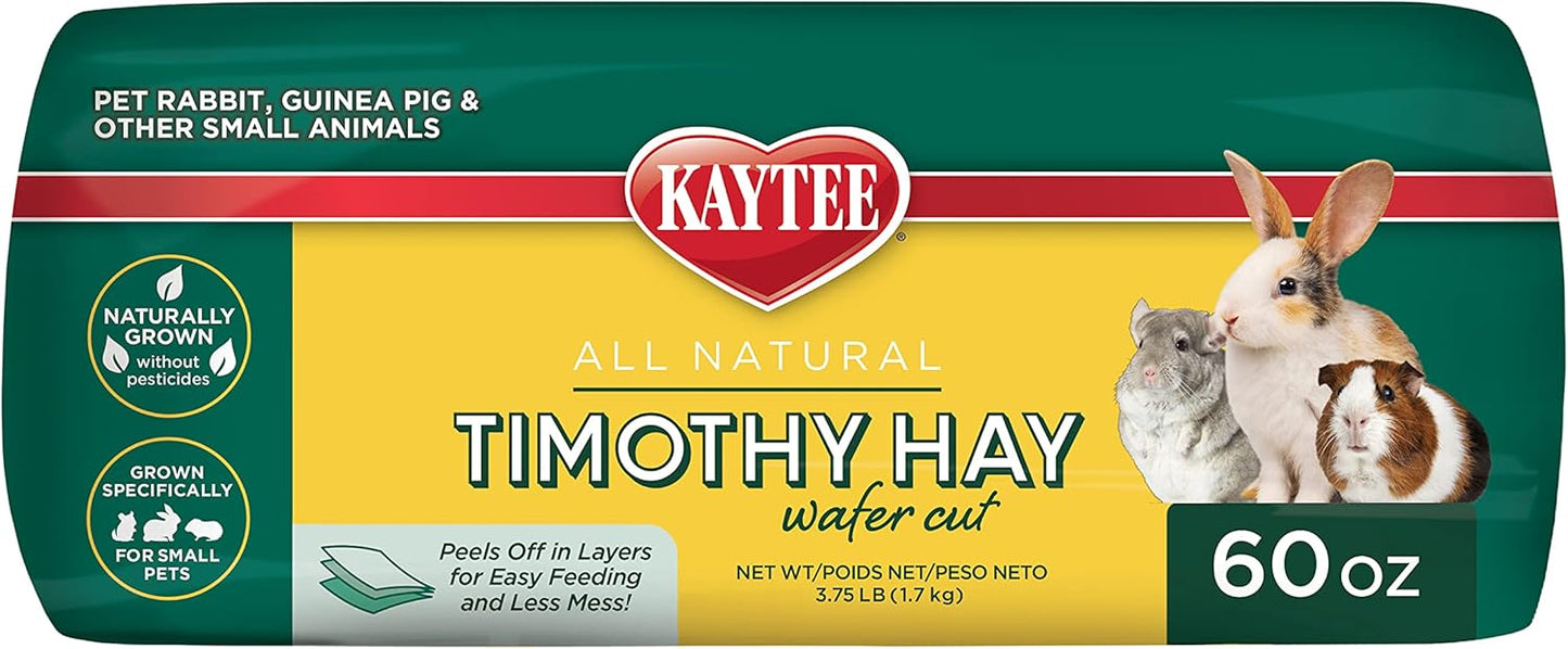 Kaytee Wafer Cut All Natural Timothy Hay for Pet Guinea Pigs, Rabbits & Other Small Animals, 60 Ounce