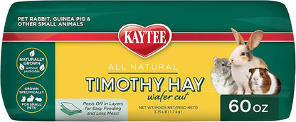 Kaytee Wafer Cut All Natural Timothy Hay for Pet Guinea Pigs, Rabbits & Other Small Animals, 60 Ounce