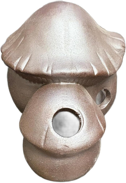 Dark Ceramic Aquarium Ornament Decor Fish Hide for Fresh or Saltwater Aquariums - Mushroom House - (4.75" x 3.25" x 3.5")