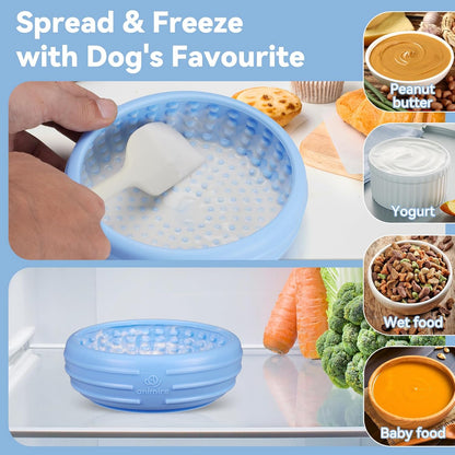Dog Lick Bowl, Animire Freeze Lick Mat for Dogs, Non-Slip Slow Feeder Licking Bowl Enrichment Treat for Distraction Anxiety Relief, Food Grade Silicone, Dishwasher Safe(Baby Blue,S)