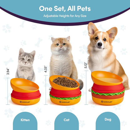 Slow Feeder Dog Bowl for Small & Medium Dogs – Hamburger Design with Spiral Slow Feeder & Reversible Lick Mat | Non-Slip, Dishwasher Safe & Easy to Clean