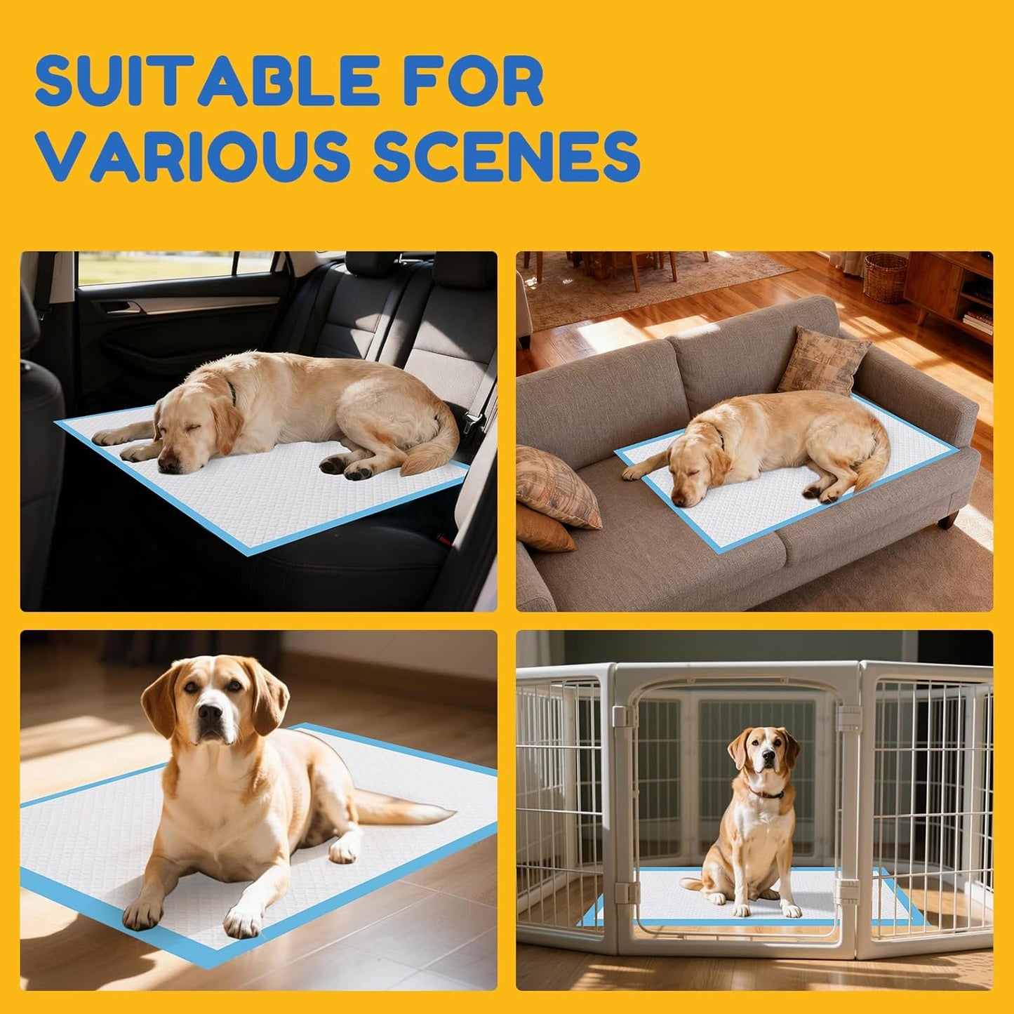 60 Count-30" x 36" XXL Puppy Pads, Extra Large Pee Pads for Dogs, Super Absorbent Disposable Dog Training Pads, Quick Drying, Leak-Proof, Ultra Thick Potty Pads for Dogs, Puppies, Doggie, Cats