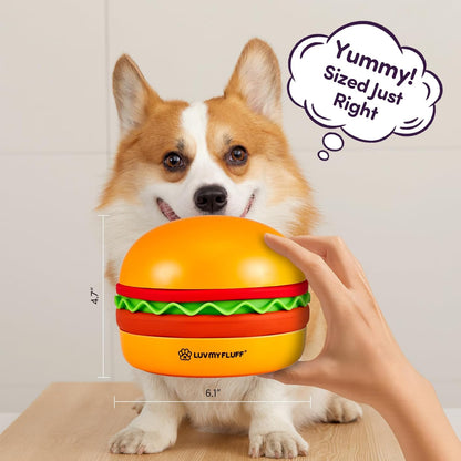 Slow Feeder Dog Bowl for Small & Medium Dogs – Hamburger Design with Spiral Slow Feeder & Reversible Lick Mat | Non-Slip, Dishwasher Safe & Easy to Clean