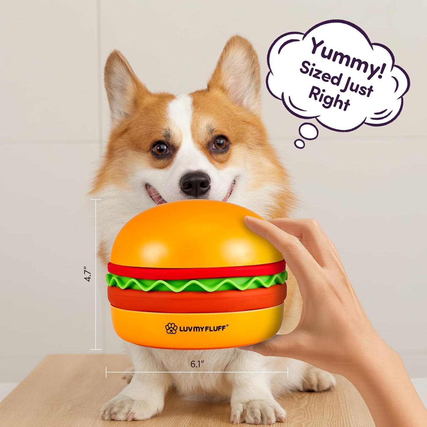 Slow Feeder Dog Bowl for Small & Medium Dogs – Hamburger Design with Spiral Slow Feeder & Reversible Lick Mat | Non-Slip, Dishwasher Safe & Easy to Clean