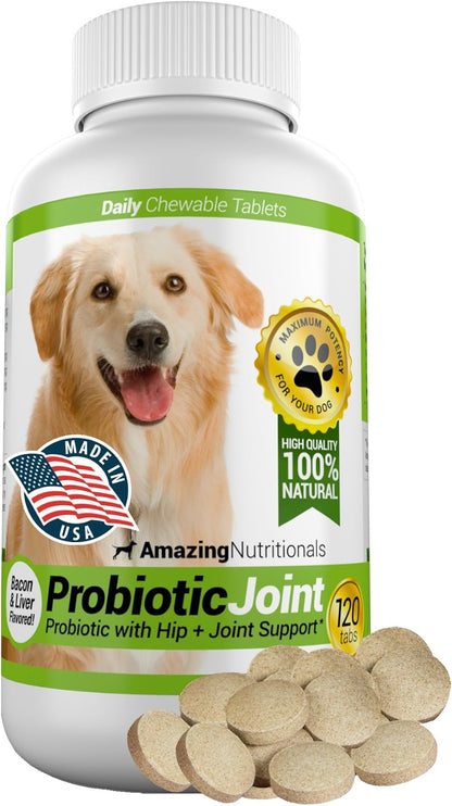 Probiotics for Dogs Digestive Turmeric Joint Support Bundle - Eliminates Joint Pain Inflammation, Incontinence, Gas and Diarrhea