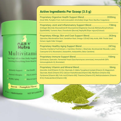 Dog Multivitamin Powder with Chondroitin, Omega 3 & Probiotics - 45-in-1 Daily Vitamins and Supplements for Dogs to Support Joint, Immune System, Digestive Health, Skin & Coat - 8.8 oz