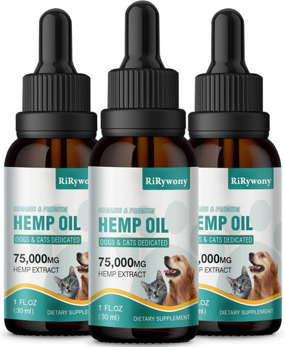 Hemp Oil for Dogs and Cats 3 Packs - Anxiety,Pain,Stress,Arthritis Sеizures Rеlief - Organic Pet Calming Drops Dog Relaxants - Skin Нiр Jоint Hеalth