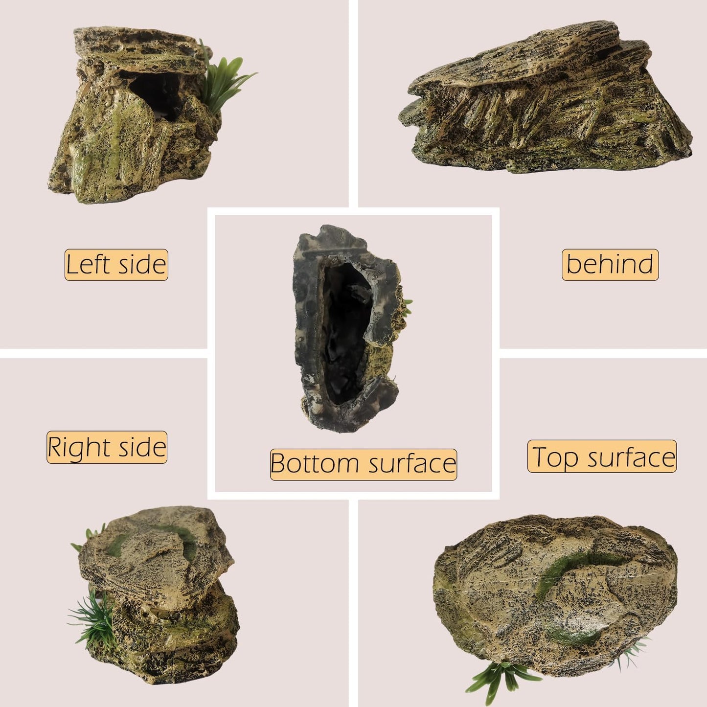 IBWell Leopard Gecko Hide Small Reptile Hides Resin Mini Reptile Basking Rock Humid Hide Turtle Cave Lizard Hide Reptile & Amphibian Habitat DÉCor