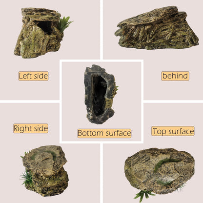 IBWell Leopard Gecko Hide Small Reptile Hides Resin Mini Reptile Basking Rock Humid Hide Turtle Cave Lizard Hide Reptile & Amphibian Habitat DÉCor