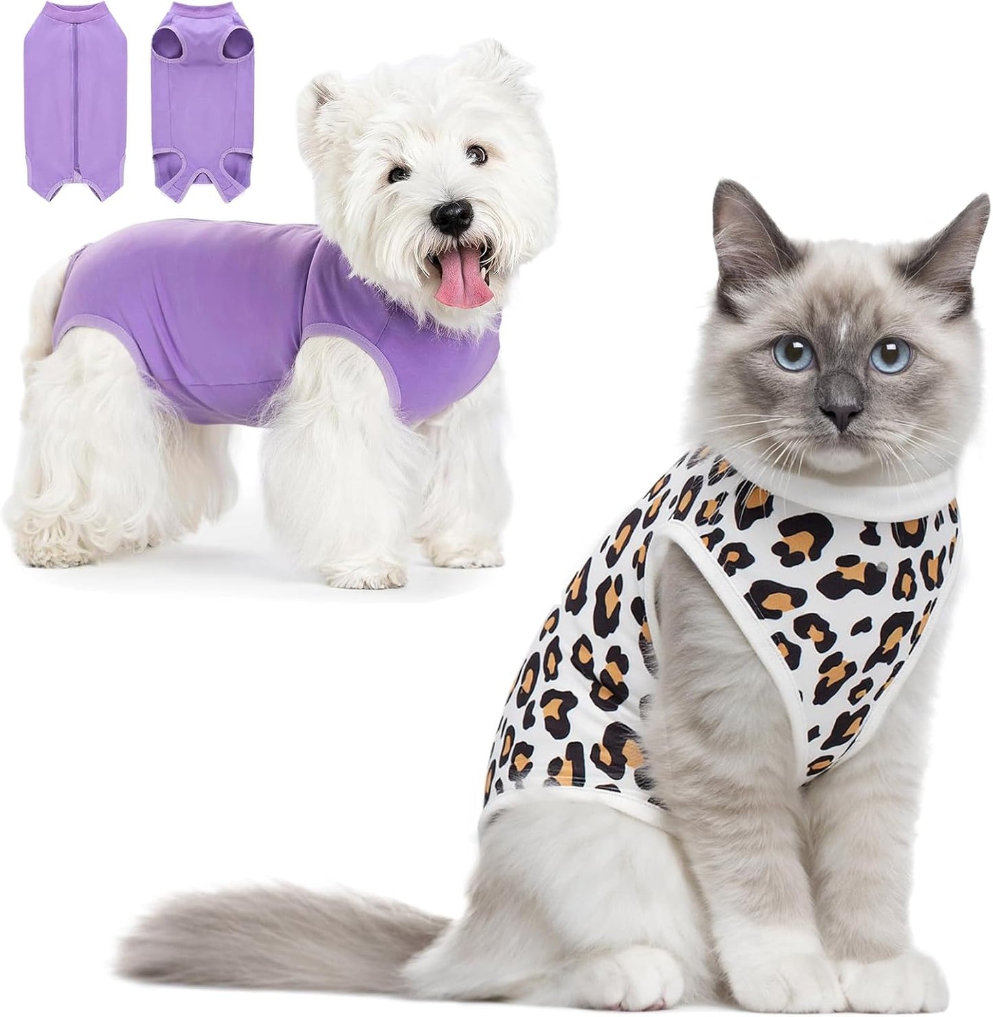 1PC Cat Recovery Suit Female Cats Onesie for Cats & 1PC Dog Surgery Suit Recovery Suit for Dogs After Surgery Female Post-Op Bodysuit Pajamas Anti Licking Abdominal Wounds Cone Alternative