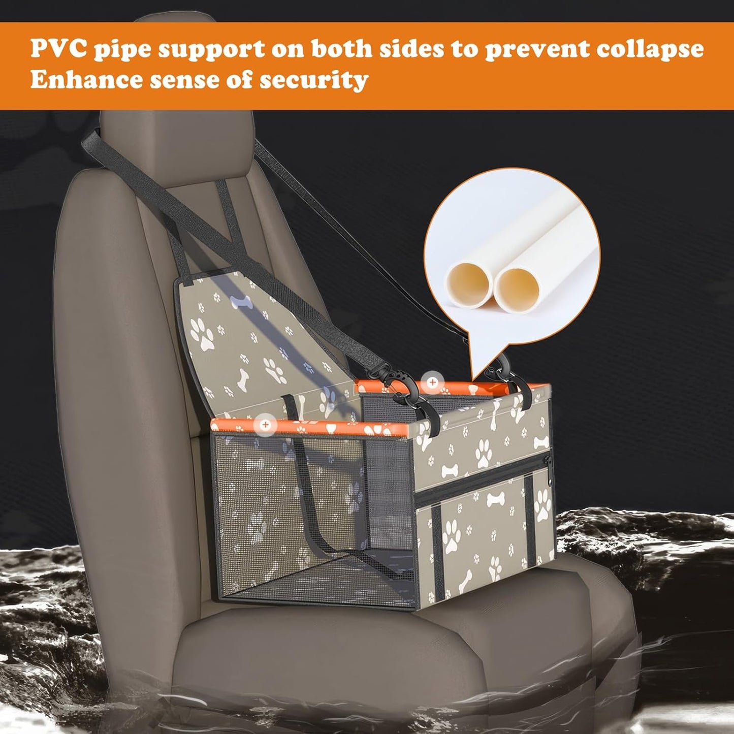 Dog Car Seat for Small Dogs, with Upgrade Support Rod, Breathable and Foldable, Easy Install Pet Car Seat, Travel Dog Bed, Dog Chair, Pet Car Basket