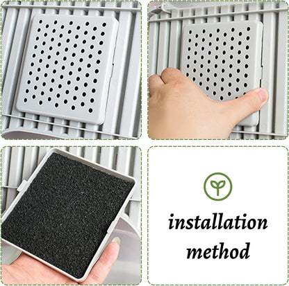 10 Pack Cat Litter Box Charcoal Filters Replacement Carbon Odor Filters 6Inch x 6.5Inch Hooded Cat Litter Boxes and Pans