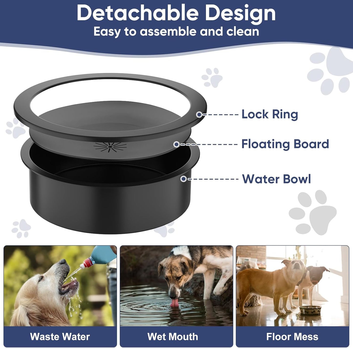 XIAZ Elevated Dog Bowls Slow Feeder Dog Bowl Stand Food and Water Bowl Set for Large Medium Sized, 4 Heights Adjustable, Non-Slip, Durable, Prevents Bloating & Improves Digestion