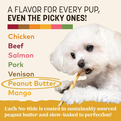 Earth Animal No Hide Stix - Long Lasting Rawhide Free Small Dog Chews Sticks, Peanut Butter - 40 Count Extra Value Pack