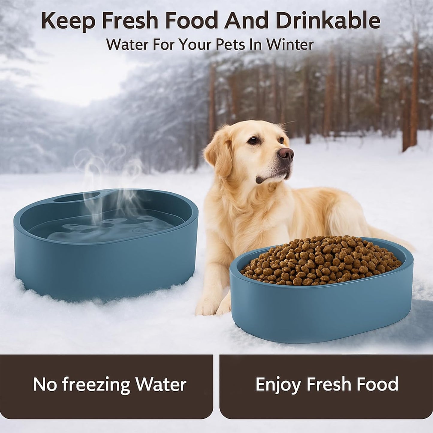 Large Heated Water Bowl for Dog & Cat, Outdoor Heated Dog Bowl with Chew Resistant Power Cord, Waterproof Heated Pet Bowl Smart Thermal-Dish in Winter for Dog Cat Chicken Birds, 125 OZ UL Certified