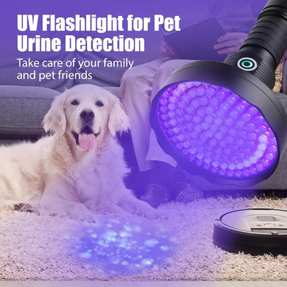 Rechargeable UV Flashlight,128 Led 395nm Black Light, Pet Urine & Stain Detector for Dog/Cat, Bed Bugs, Curing Resin, Durable and Long Lasting