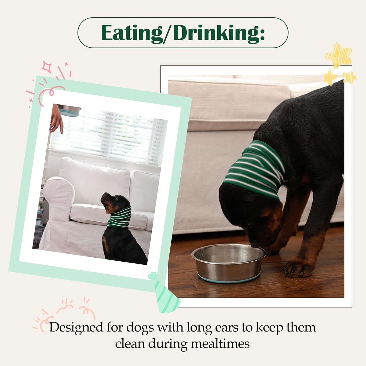 Nanaki Calming Hoodie Dog Grooming Ear Cover Anxiety Relief-No Shake Dog Ear Wrap Hematoma, Striped Head Wrap Snoods for Noise Protection, Bath, Fireworks, Thunderstorm, Blow Drying, Warm-Keeping