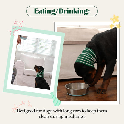 Nanaki Calming Hoodie Dog Grooming Ear Cover Anxiety Relief-No Shake Dog Ear Wrap Hematoma, Striped Head Wrap Snoods for Noise Protection, Bath, Fireworks, Thunderstorm, Blow Drying, Warm-Keeping