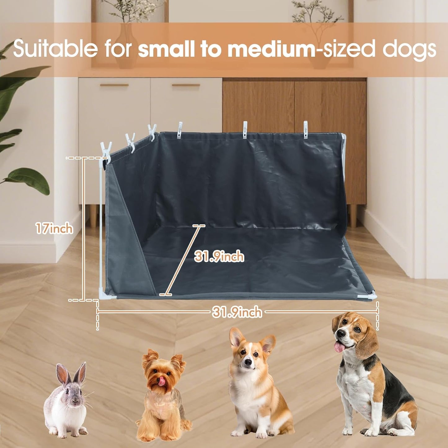 Dog Pee Pad Holder with High Walls, Portable Dog Litter Box for Inside Potty, Splash-Proof No Spill Pee Shield Pad Holder Tray for Puppies Small and Medium Dogs (Grey, Only Pee Pad Holder)