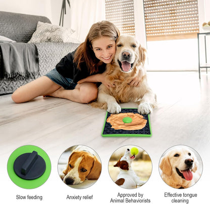 Lick Mat for Dogs Crate, Lick Mat for Dog, Dog Peanut Butter Lick Pads, Crate Training Aids for Puppies Slow Food Licking Pad(1 Pack, Orange)